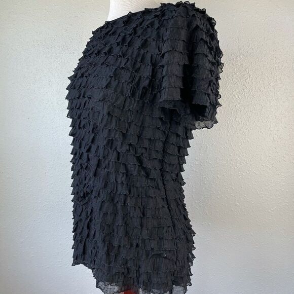 Cocoon Black Sleeveless Ruffled Blouse Top EUC - Picture 3 of 6